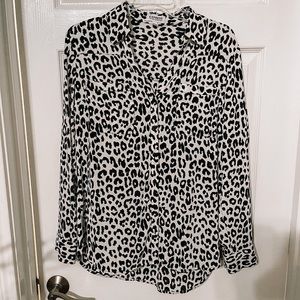 Express White & Black Cheetah Blouse